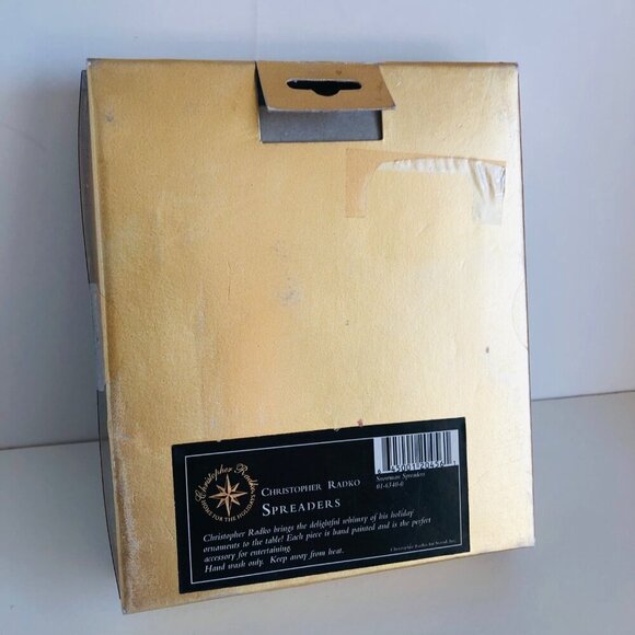 Christopher Radko Holiday Spreader Set 4 Cheese Snowmen New Pate Christmas - Picture 3 of 5